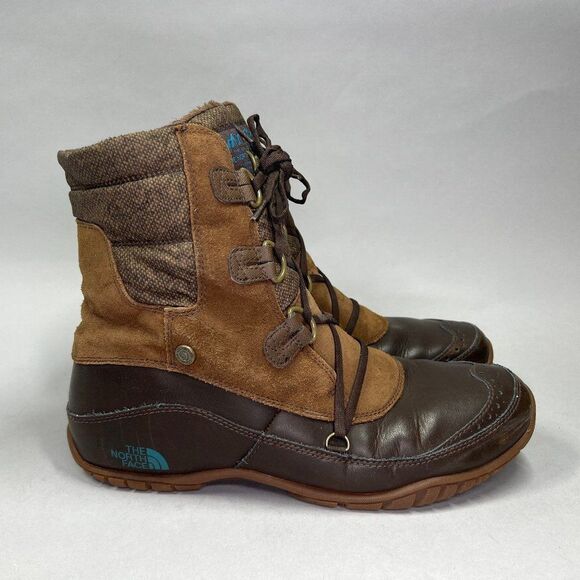 The North Face Boots Women's 11 Brown Leather Vintage Winter Insulated Outdoor - Picture 1 of 12